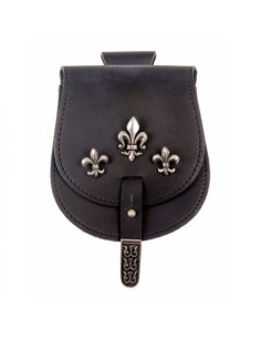 Middelalderlig fleur de lis taljetaske (16x13 cm.)