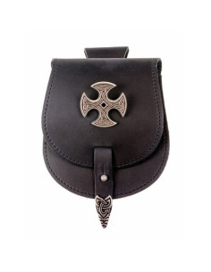Bolsa riñonera medieval con Cruz Templaria (16x13 cm.)