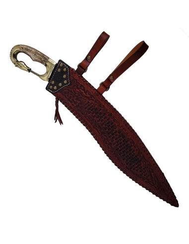 Falcata íbera artesanal decorativa con vaina, hoja 60 cm.