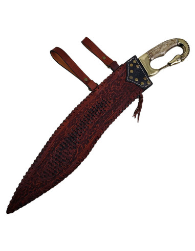 Decoratieve handgemaakte Iberische falcata met schede, blad 60 cm.