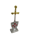 Templar briefopener met Templar kruisschild steun