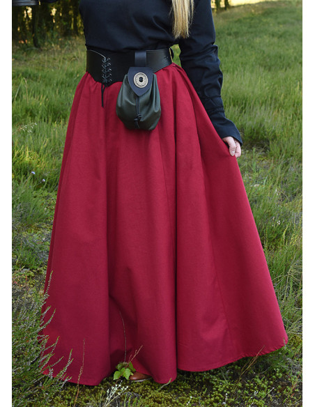 Falda medieval larga de vuelo ancho roja