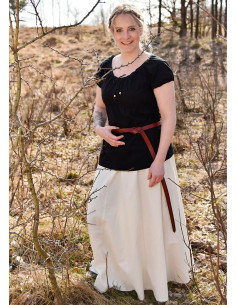 Falda medieval larga de vuelo ancho, color natural