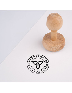 Stempel og blækpude med Celtic og Viking Triquetra,...