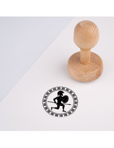 Antikkens Grækenland blækstempel og stempel med kriger,...