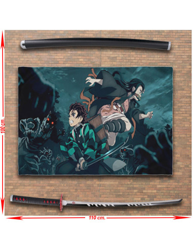 Banner des Dämonentöters Tanjiro Kamado + Katana-Paket