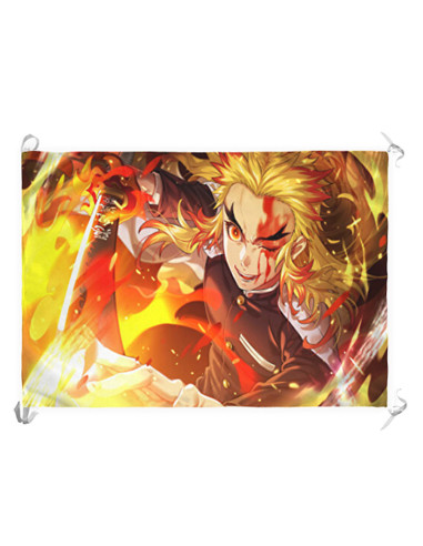 Baniervlag demonendoder van Rengoku Kyoujurou (70x100 cm)
 Materiaal-Satijn