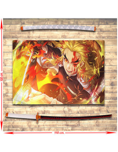 Pack estandarte + katana de Rengoku Kyoujurou de Demon...
