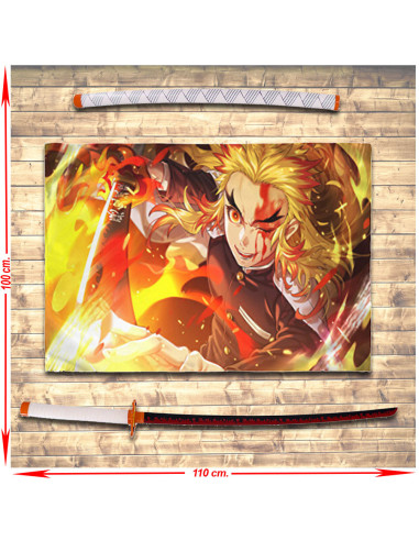 Dämonentöter Rengoku Kyoujurou-Banner + Katana-Paket