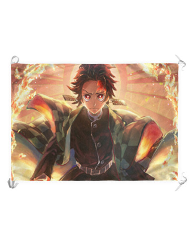 Banner-Flag Demon Slayer af Tanjiro Kamado (70x100 cm.)
 Materiale-Satin