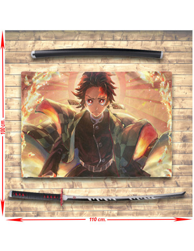 Banner des Dämonentöters Tanjiro Kamado + Katana-Paket