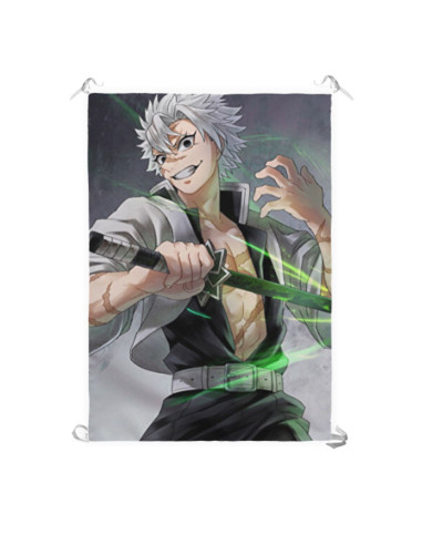 Baniervlag Demonendoder Shinazugawa Sanemi (70x100 cm)
 Materiaal-Satijn