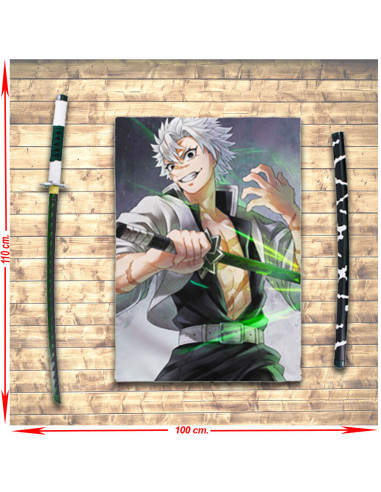 Dämonentöter Shinazugawa Sanemi Banner + Katana-Paket