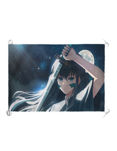 Banner-Flag Demon Slayer Tokitou Muichirou (70x100 cm.)
 Materiale-Satin