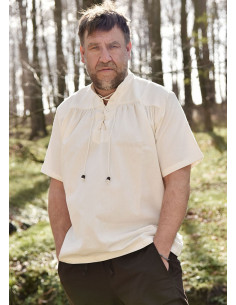 Camisa medieval de verano con mangas cortas, color blanco...