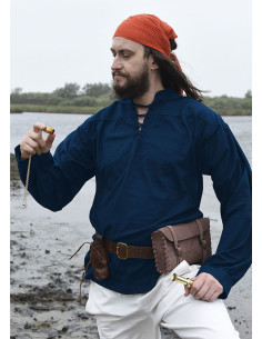 Ludwig piratblå skjorte i bomuld