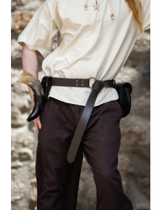 Leren riem met Keltisch patroon, donkerbruine kleur