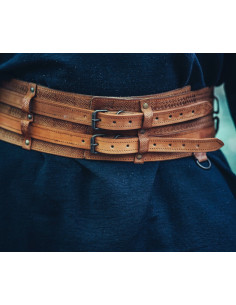 Robuuste Vikingriem model Anike, cognac bruine kleur