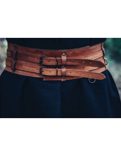 Sterke Viking-type riem model Sif, cognac bruin