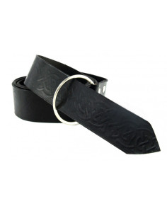 Leren riem met Keltische print, zwarte kleur