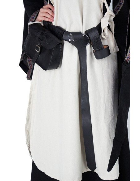 Læderbælte med keltisk mønster, sort...