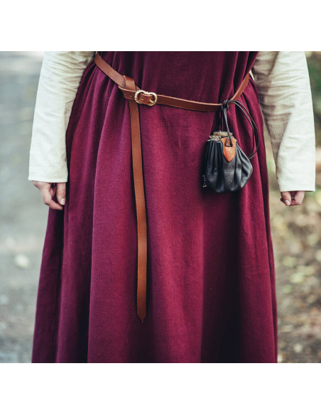 Middeleeuwse smalle lederen riem, bruin