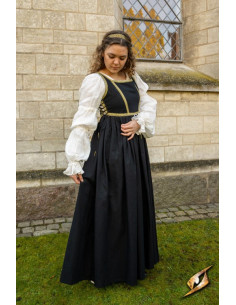 Vestido Medieval Lucrecia Negro-Blanco Marfil 2