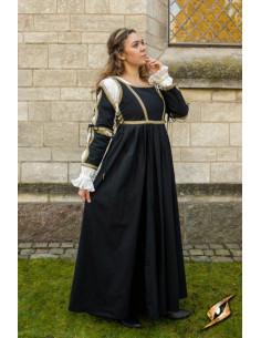 Vestido Medieval Lucrecia Negro-Blanco Marfil