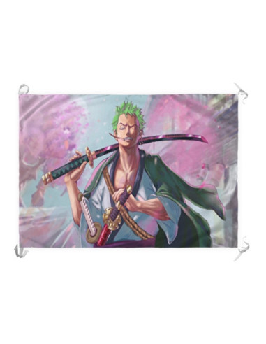 Banner-Flagge Zoro Anime One Piece (70x100 cm.)
 Material-Satin