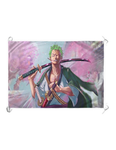 Bannervlag Zoro anime One Piece (70x100 cm)
 Materiaal-Satijn