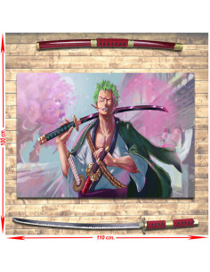 Panoplia compuesta por la Katana Zoro de One Piece + Estandarte