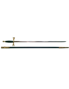 Espada masónica para ceremonias pomo negro y dorado con vaina
