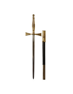 Kurzes Freimaurer-Minischwert mit goldenem Griff und goldener Scheide