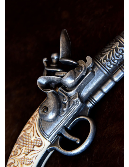 Belgisk pistol, Liège, flint,...