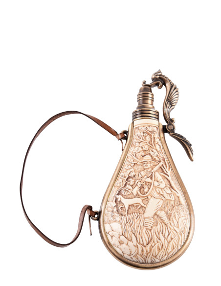 Polvorera marfil para armas de chispa