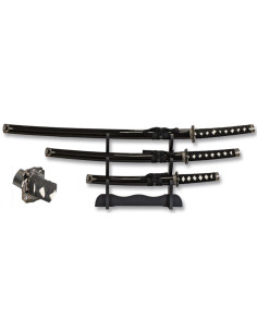 Zwarte Tole10 set katana, wakizashi en tanto met...