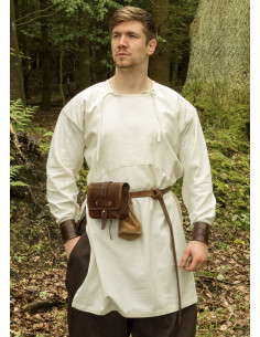 Túnica vikinga manga larga modelo Viborg, blanco natural