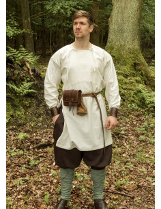 Túnica vikinga manga larga modelo Viborg, blanco natural 2