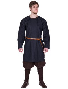 Túnica vikinga manga larga modelo Viborg, negro