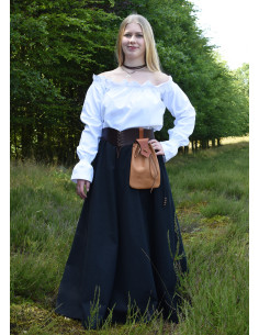 Lang bred middelalderskørt, sort