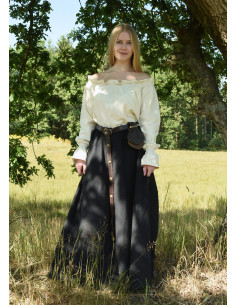 Falda medieval larga de corte ancho, color negro 2