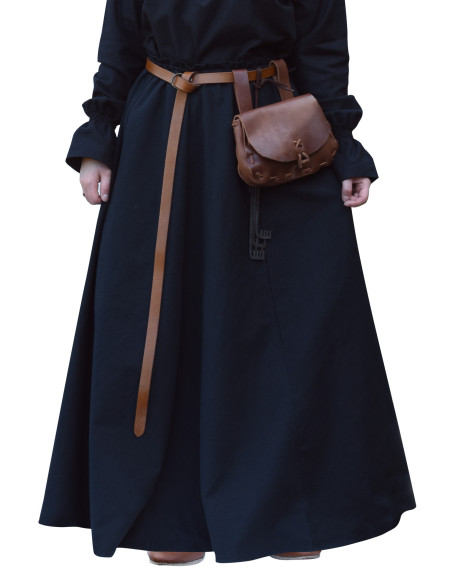 Lang bred middelalderskørt, sort