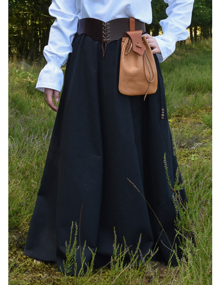 Lang bred middelalderskørt, sort