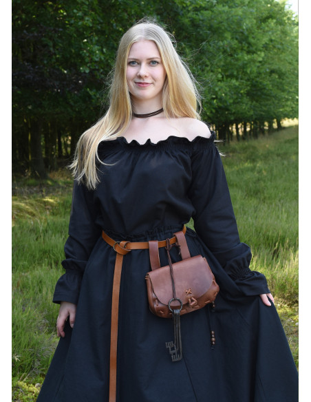 Lang bred middelalderskørt, sort