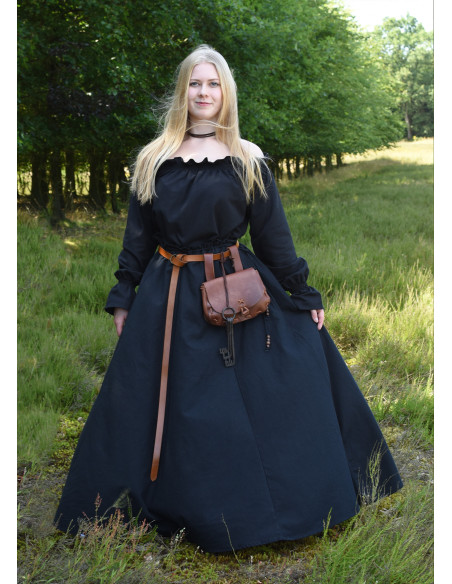 Lang bred middelalderskørt, sort
