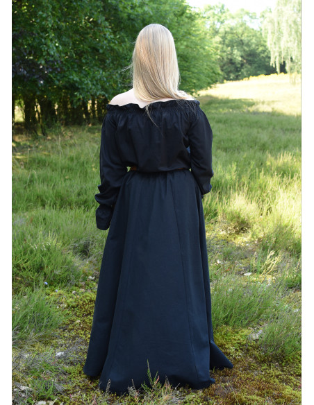 Lang bred middelalderskørt, sort