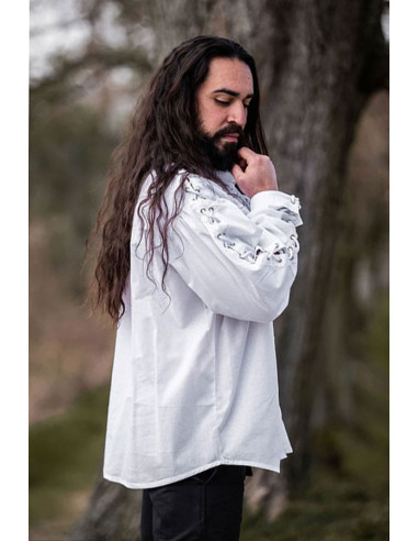 Camisa medieval con lazos modelo Gustavo, color blanco
