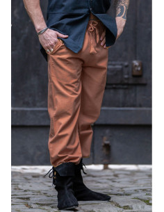 Mittelalterliche Unisex-Hose in Tabakbraun mit Gummizug...