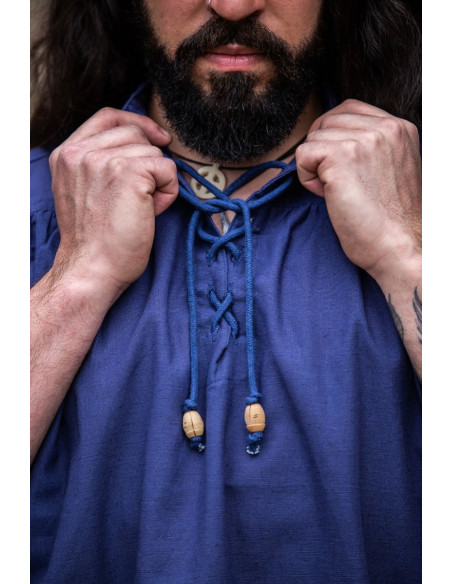 Camisa medieval azul sin mangas,...