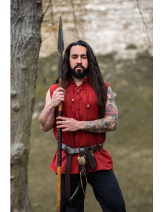 Camisa medieval roja sin mangas, modelo Louis